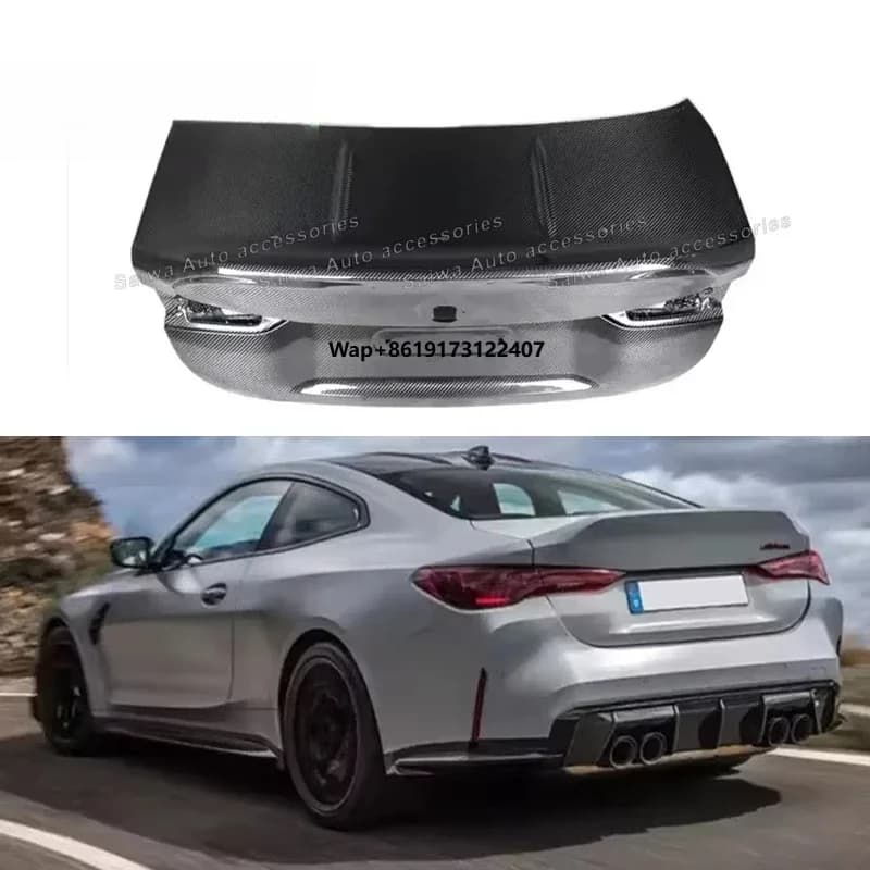 High Quality G82 M4 Dry Carbon Fiber Style Trunk Cover for G80 M3 G82 M4 New Replacement Rear Trunk Lid Included Screws