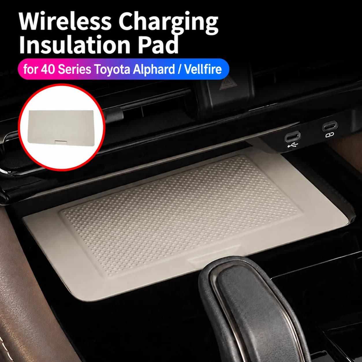 Car Wireless Charging Area Silicone Mat for Toyota Alphard Vellfire 40 Series Center Console Protective Pad Accessories 3 Colors