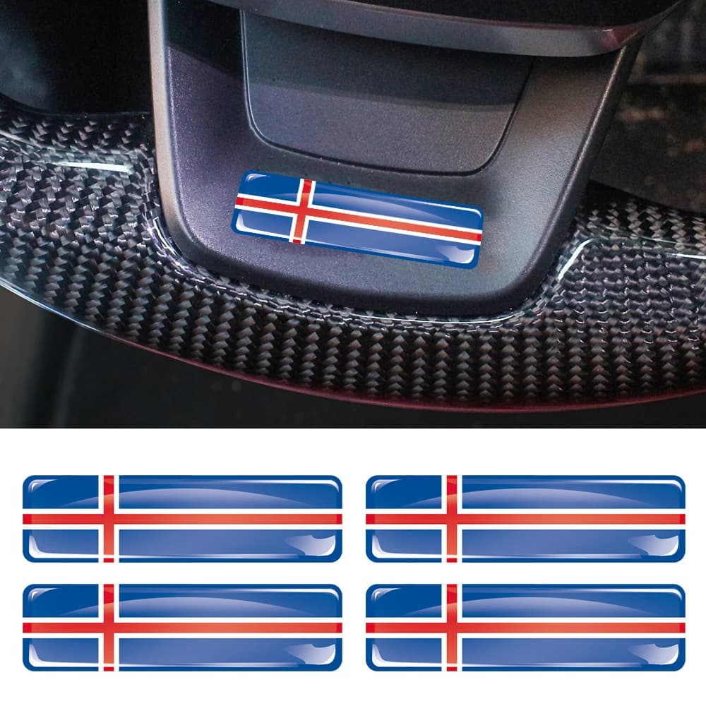 Iceland Flag 3D Epoxy Resin Decorate Car Sticker Car Window Buttons Steering Wheel Center Console Panel Motorcycle Fuel Tank