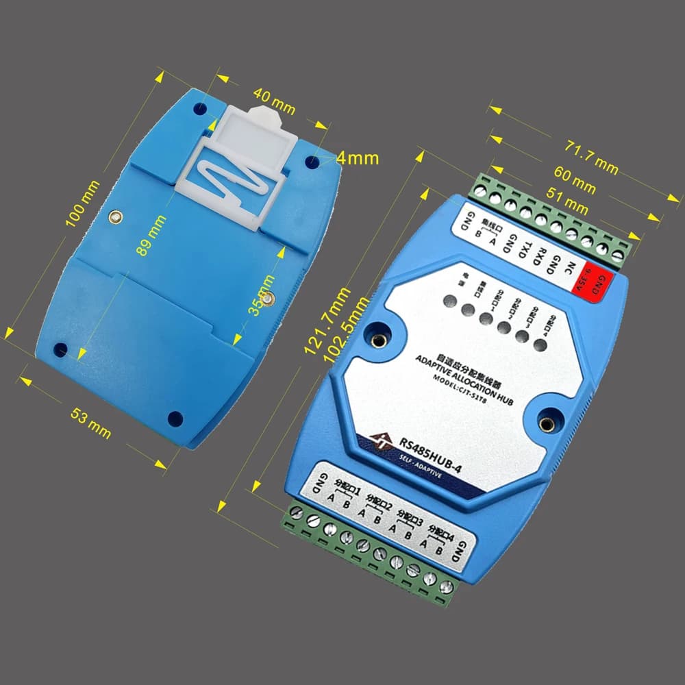 4-Channel 485 Isolated Adaptive Hub Distributor, Sharer, Splitter, 1-In, 4-Out Industrial Grade Optoelectronic Isolation