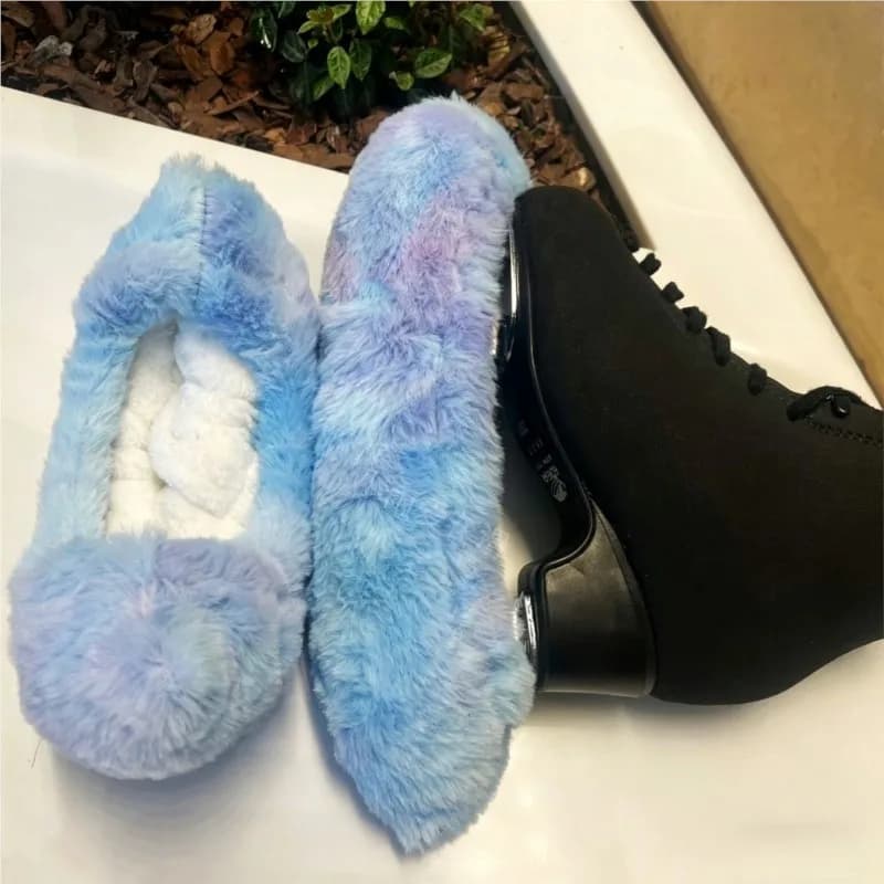 Figure Skating Soft Blade Cover Rainbow Pink Blue Bow Adult Water Absorbing Plush Rust Proof Scratch Resistant Ice Skate Guards