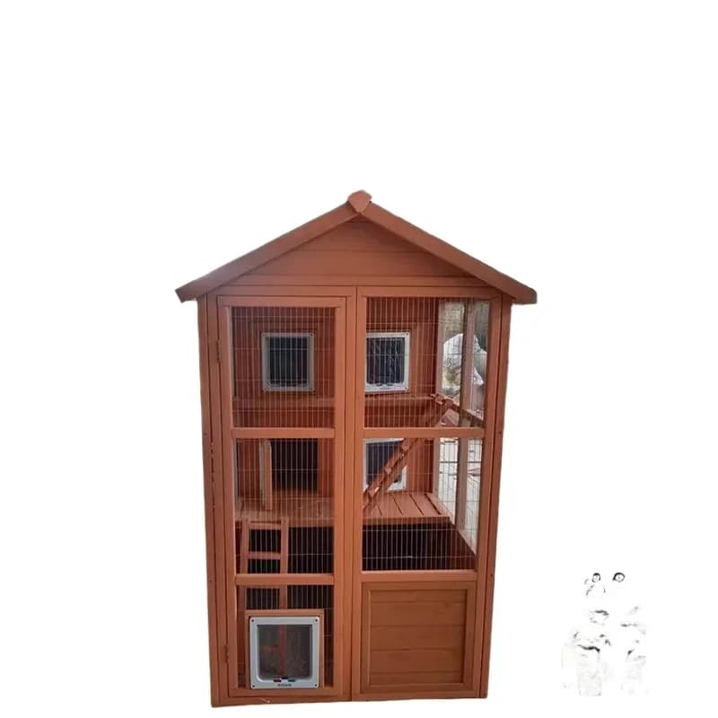 Outdoor solid wood luxury cat villa, indoor pet nest, outdoor rainproof winter warm stray cat house