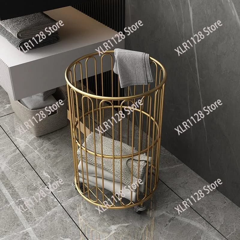 Modern Nordic Style Gold Dirty Clothes Basket Large Capacity Laundry Storage Organizer