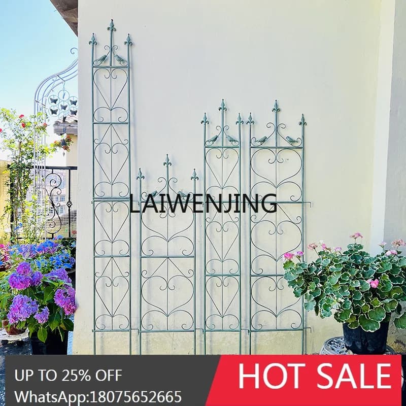 retro wrought iron climbing vine shelf small fence outdoor flower bracket