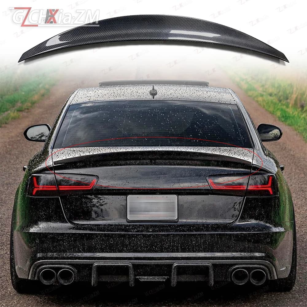 Suitable For 2012-2016 Audi A6 S6 C7 Sedan HK Style High-Quality Fiberglass Rear Spoiler Rear Trunk Lid Spoiler Rear Wing