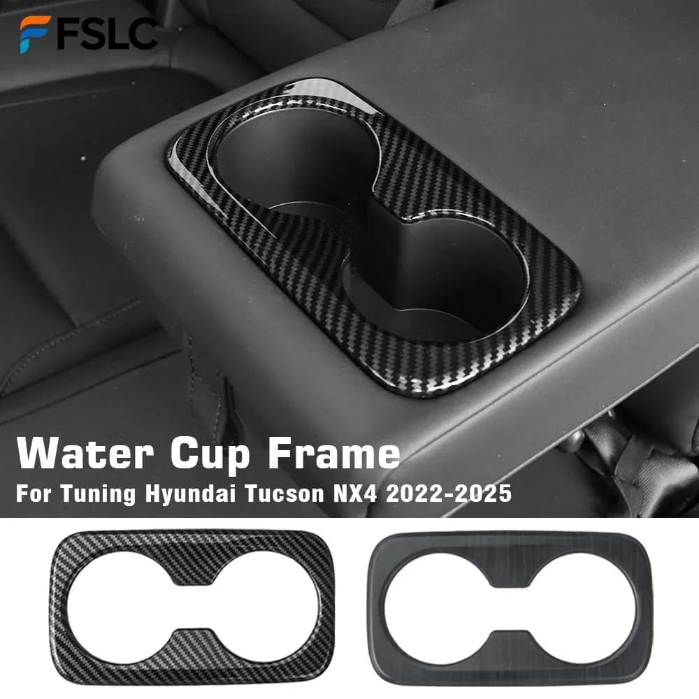 Decoration Water Cup Frame For Tuning Hyundai Tucson NX4 2022-2025 Carbon Fiber Rear Passenger Seat Water Cup Holder Frame Cover