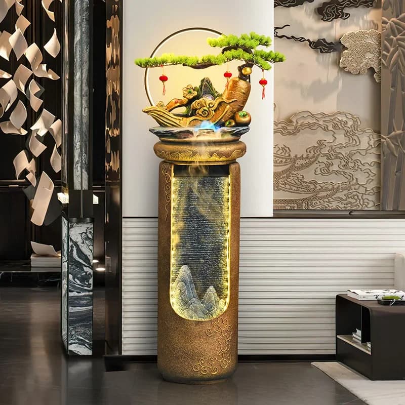 FG-*Rockery flowing water makes money ornament floor water curtain landscape circulating water living room entrance feng shui wh
