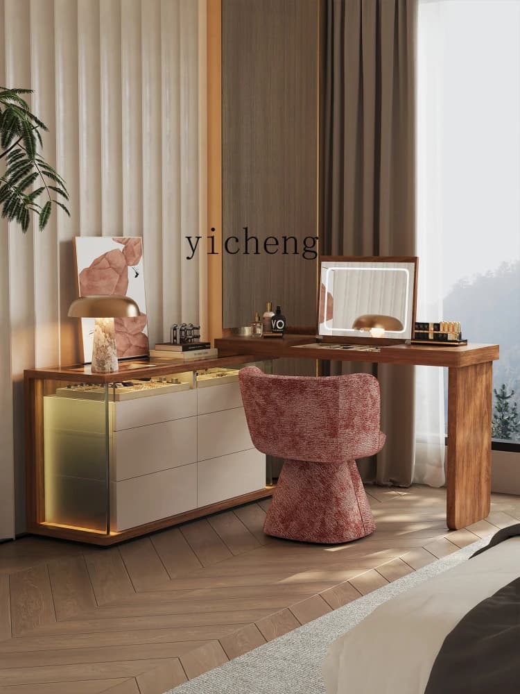 minimalist dresser, chest, integrated cabinet, modern bedroom, bedside storage cabinet, flip-top makeup table