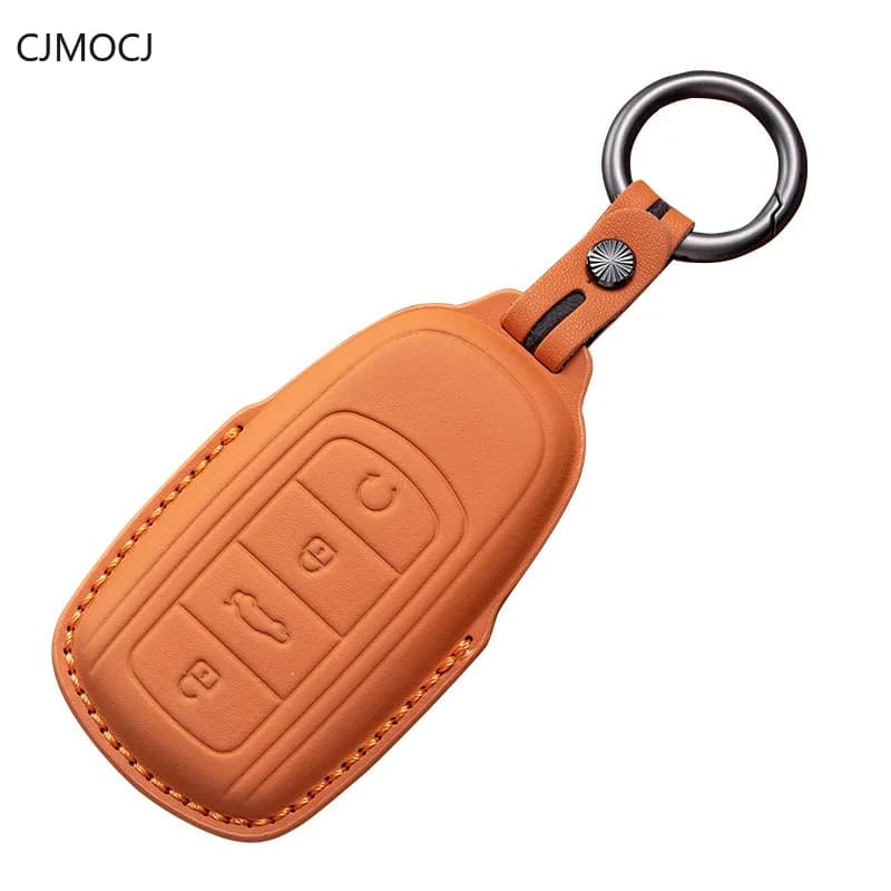 For Chery Exeed TX Lingyun Yaoguang Lanyue Zhuifeng Key Case Cover Chain , Genuine Leather Car Key Fob Shell, Exeed Accessories