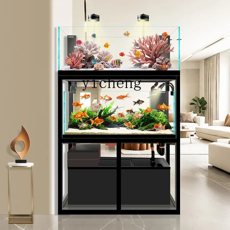 Large Fish Tank 1.0m Smart Living Room Floor Cabinet Double Layer Stream Tank