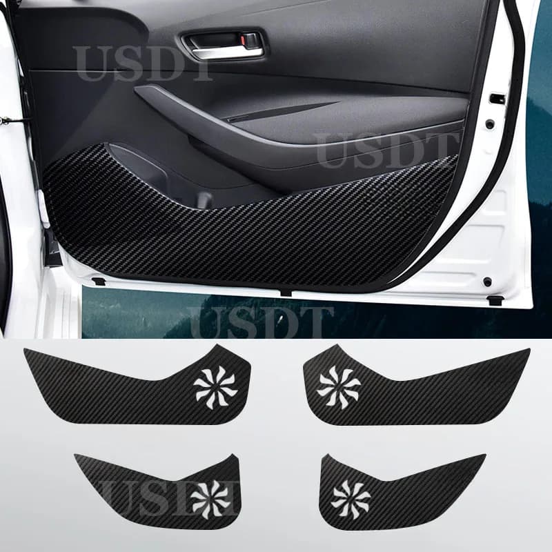 Fit for Toyota Corolla 2023 2022 2021 2020 2019 Leather Carbon Fiber Sticker Door Anti Kick Cover Protection Mat