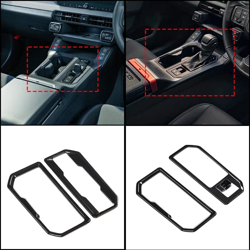 Piano Black ABS Gear Shift Panel Frame Trim for Toyota RAV4 2026+ RHD Right-Hand Drive 2Pcs/Set