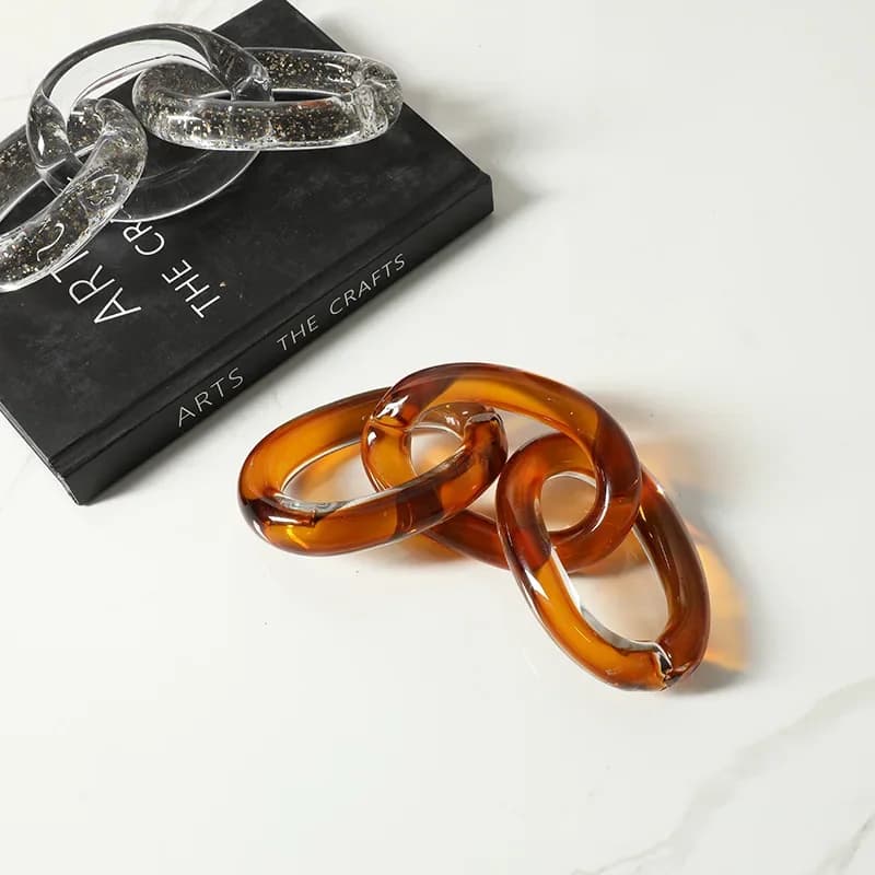 Glass Handicrafts Colorful Chain Abstract Three-loop Link Geometric Ring Decorative Figurines Home Decoration Accessories