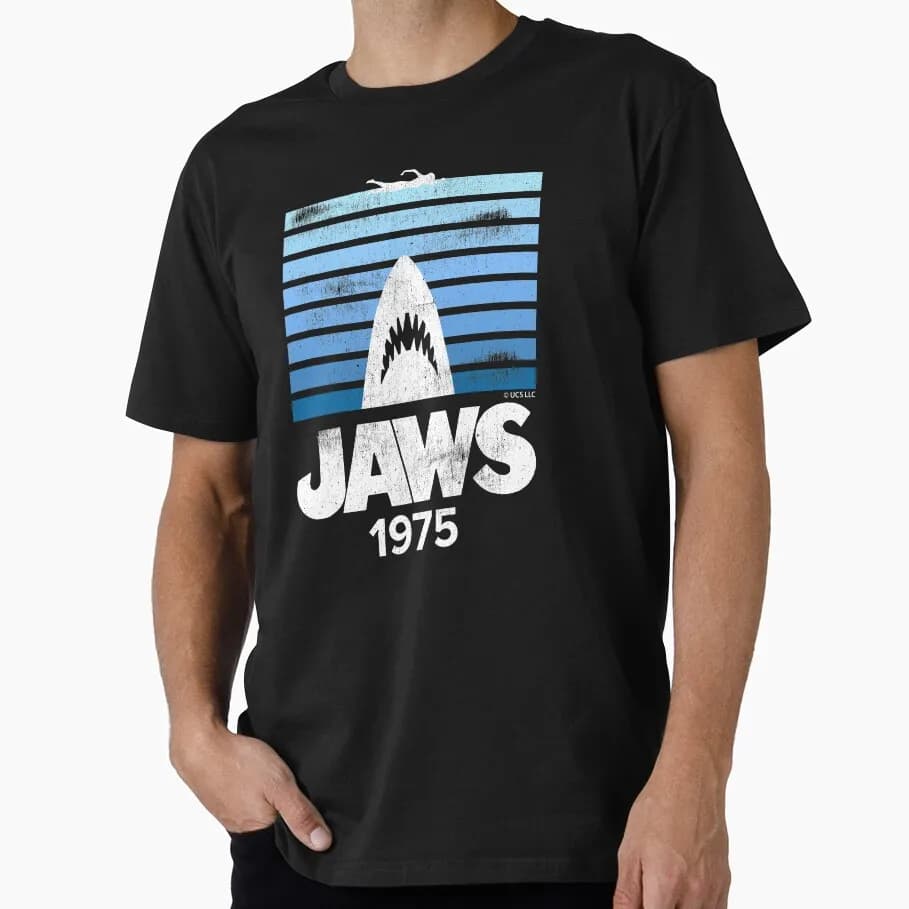Jaws Horror Movie Halloween Gift T Shirt Vintage Amity Island Great White Shark Graphic Tops Unisex Short Sleeve Streetwear Tees