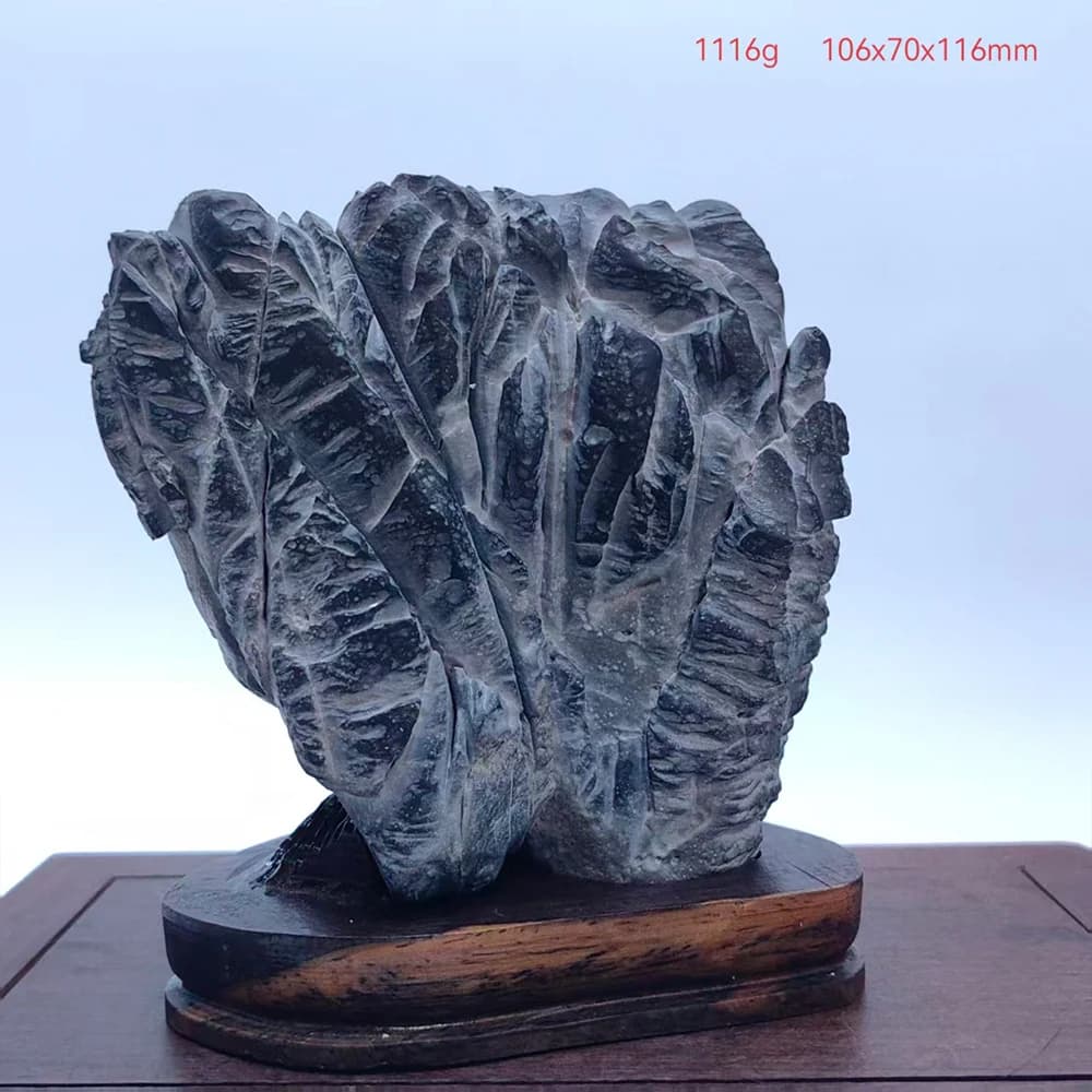 Asian Natural Stone Suiseki Rock 'Thousand Layers Mountain' Precision Rough Meditation Decoration for Home