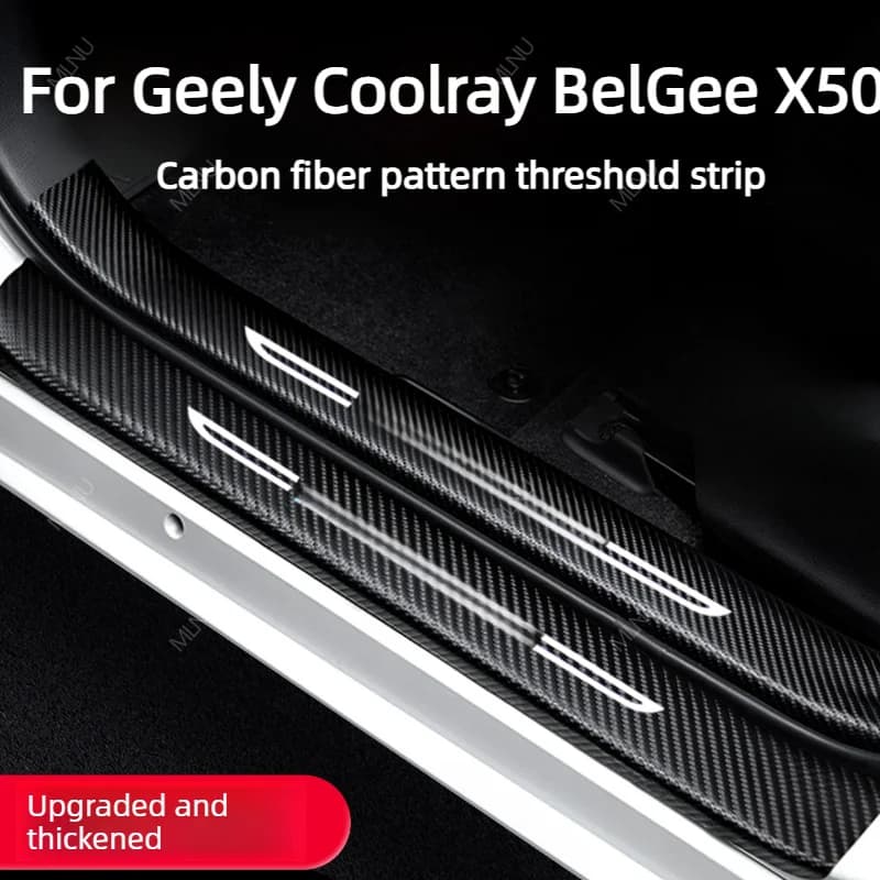 Leather Door Sill Guard For Geely Coolray BelGee X50 2024 2023 2022 Accessories Anti-Scratch Wear-Resistant 2021 2020 2019