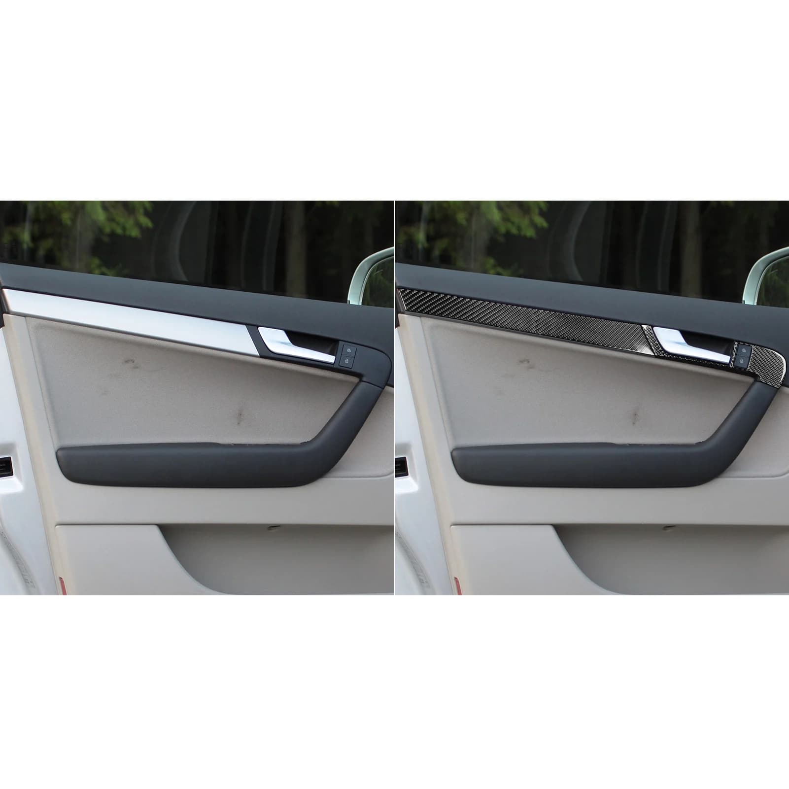 For Audi A3 S3 8P 2006 2007 Car Accessories Carbon Fiber Inner Door Handle Panel Set Cover Trim Interior Modification Sticker
