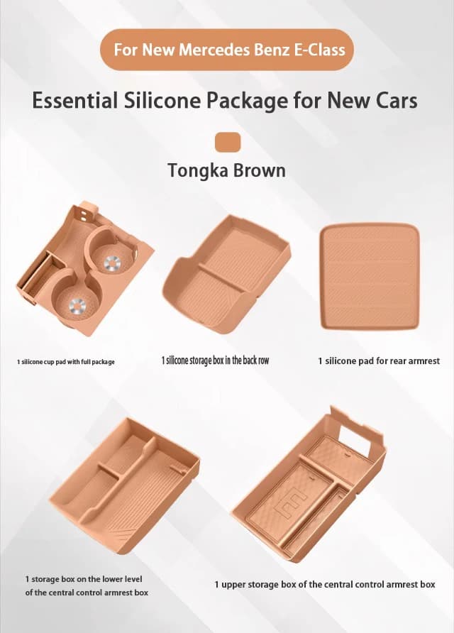 For Mercedes-Benz E-Class W214 E300L E260L 2024 2025 2026 Silicone Center Console Cup Holder Storage Box Armrest Tray Organizer
