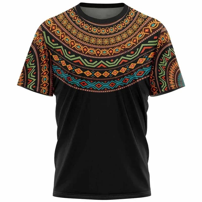 African Ethnic Tribal Men's T-shirts 3D Print Totem Short Sleeves Summer Street Oversized T Shirt Casual O-neck Breathable Tops