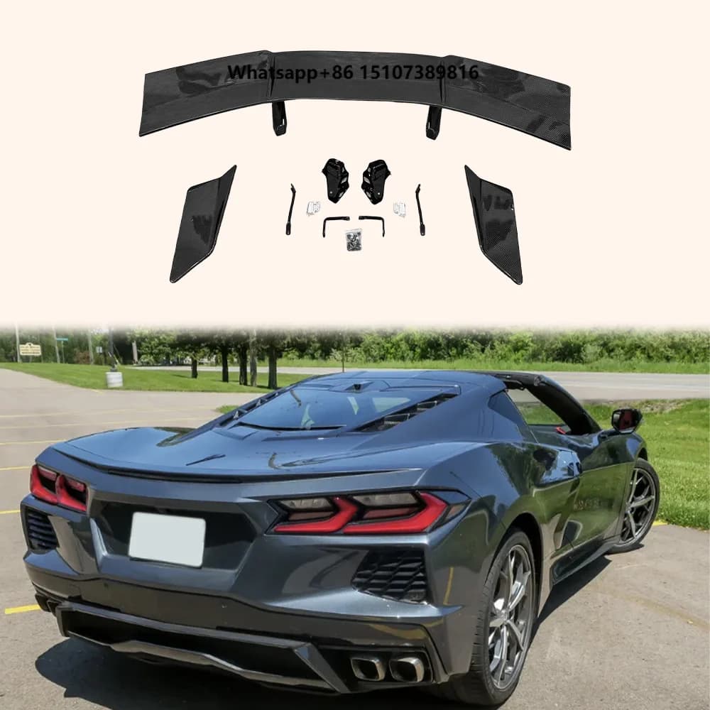 For C8 Stingray Only 21-26 Dry Carbon H Style Rear GT Spoiler Wing