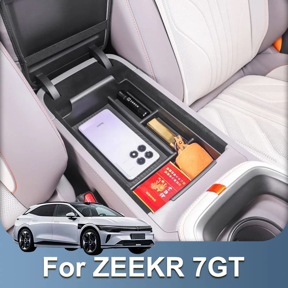 Armrest Box Storage Box Fit For ZEEKR 7GT 2026 2027 ABS Material Compartmentalized Storage Car Modification Supplies