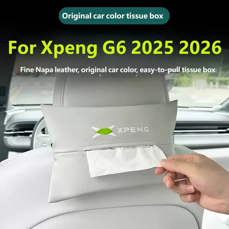 Seat Back Tissue Bag Automotive Modification Supplies Original Car Color Leather Tissue Box For Xpeng G6 2025 2026
