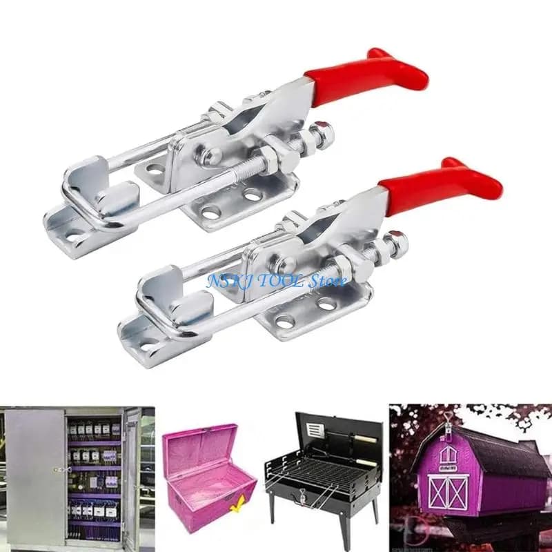 L8RC 2Pcs Industrial Adjustable Toggle Clamps Sturdy Carbon Steel Latches Accessory for Machine Door Crated Security