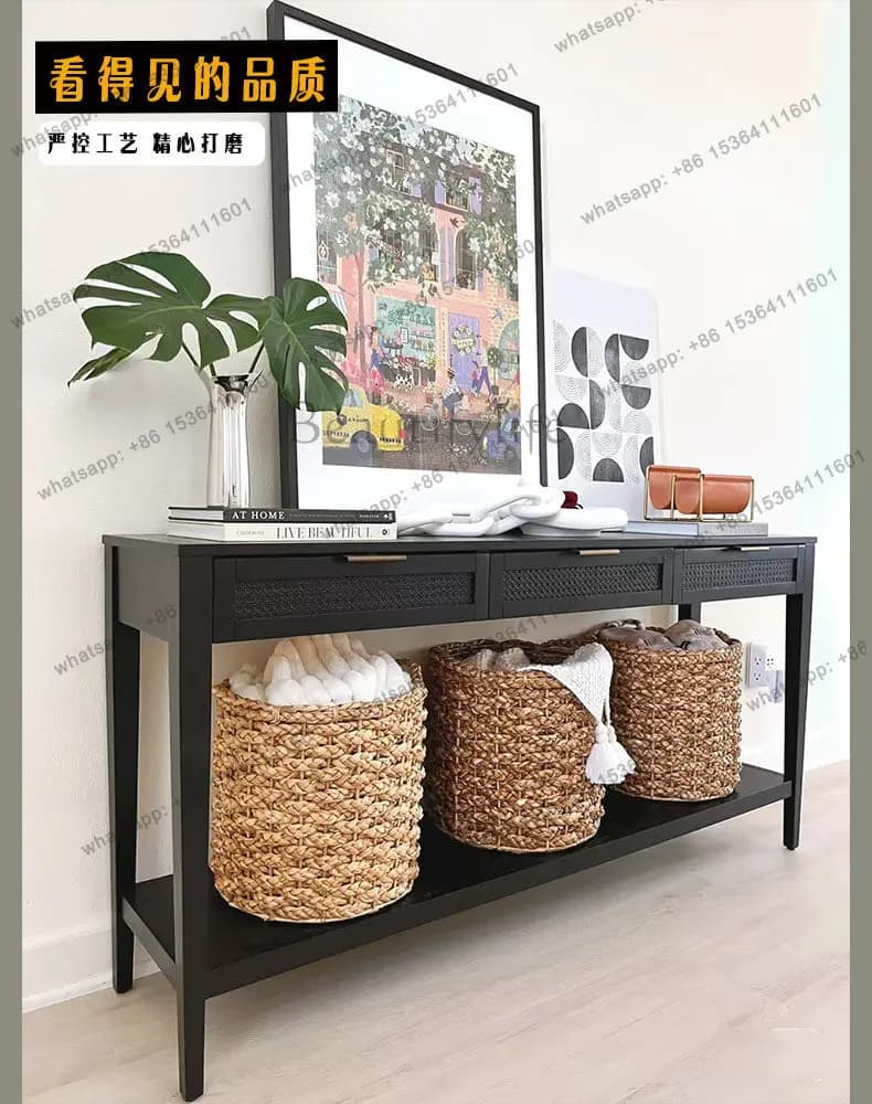American solid wood entrance table decorative cabinet high-end ultra-thin designer model