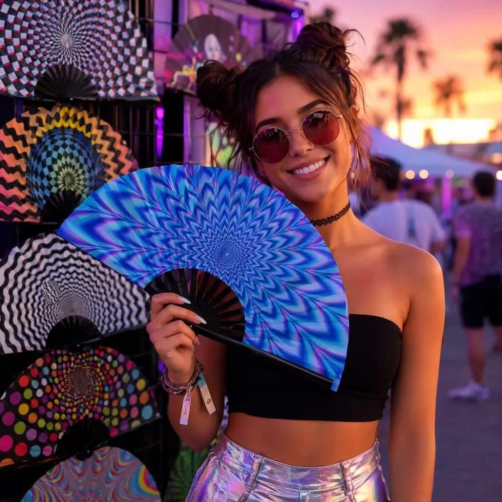 Chinese Style 33 Cm Kung Fu Fan Gradient Colorful Reflective Folding Hand Fan Personality Large Clacking Fan Party