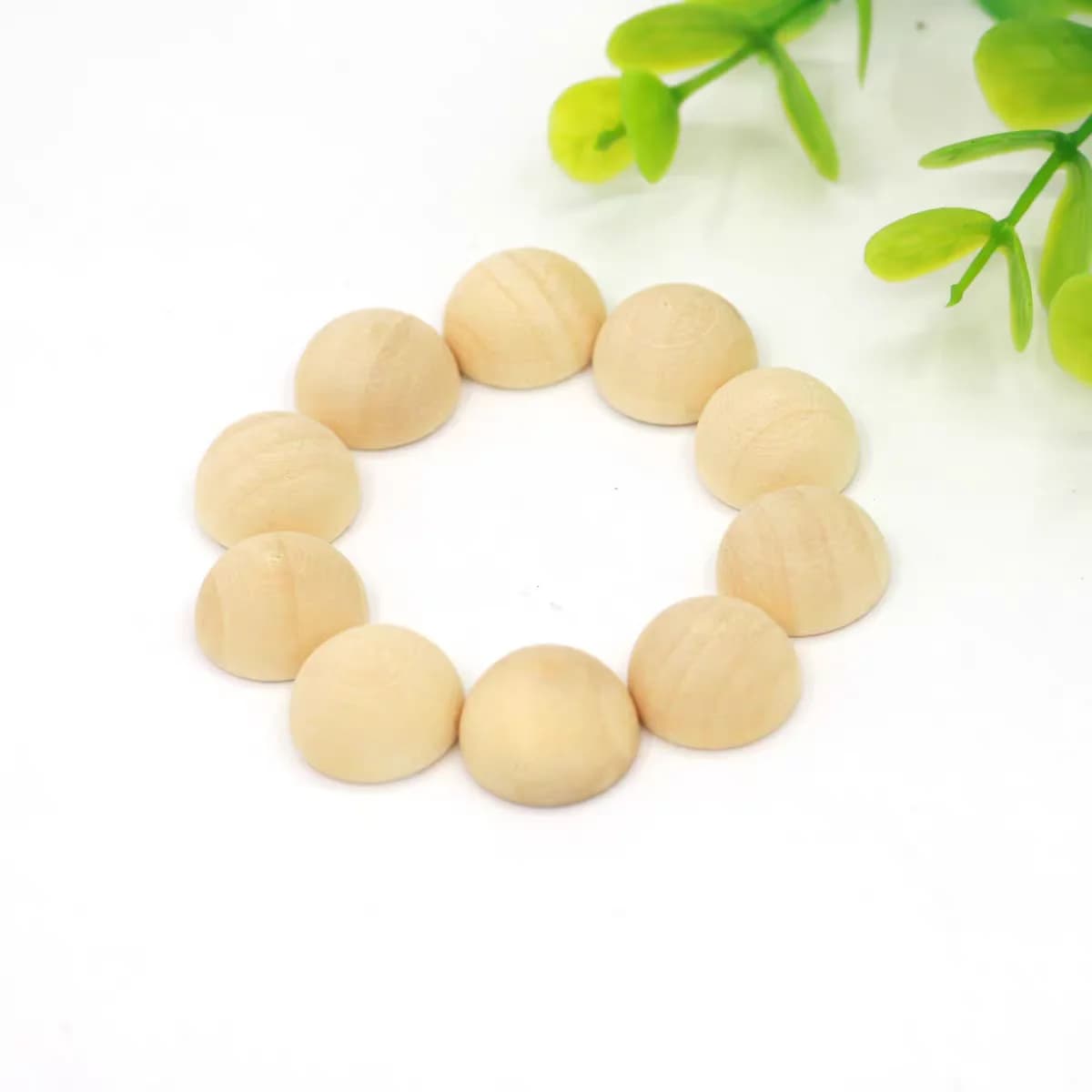 1-100Pcs 10-80mm Natural Flatback Half Round Wooden Balls DIY Craft Jewelry Making Decorative Beads