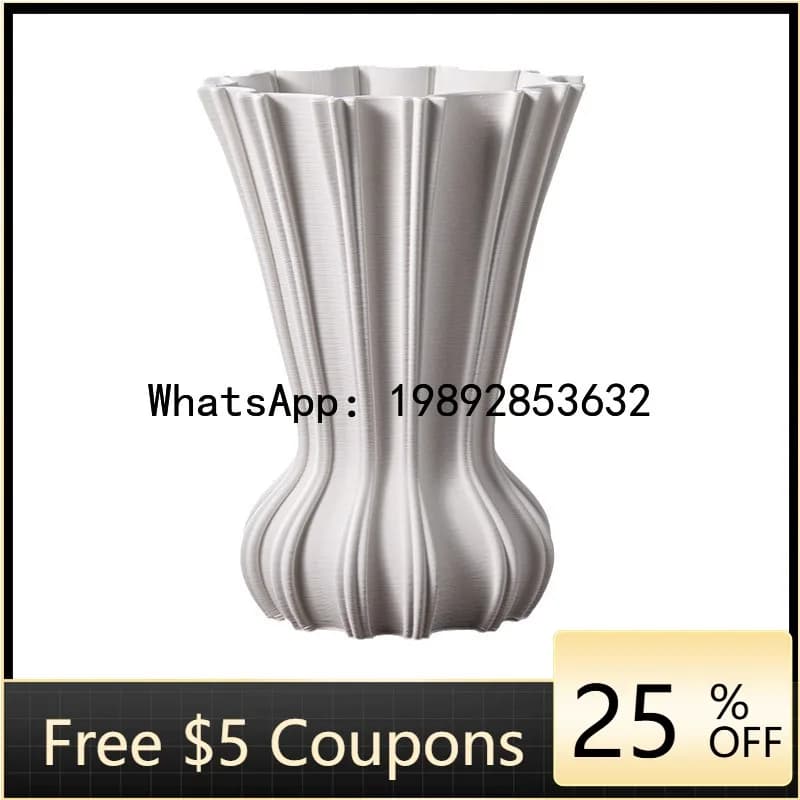 Three-dimensional Ceramic Vase White Geometric Circle Streak Flower Vase Ceramic Handicraft Floral Arrangement Accessories