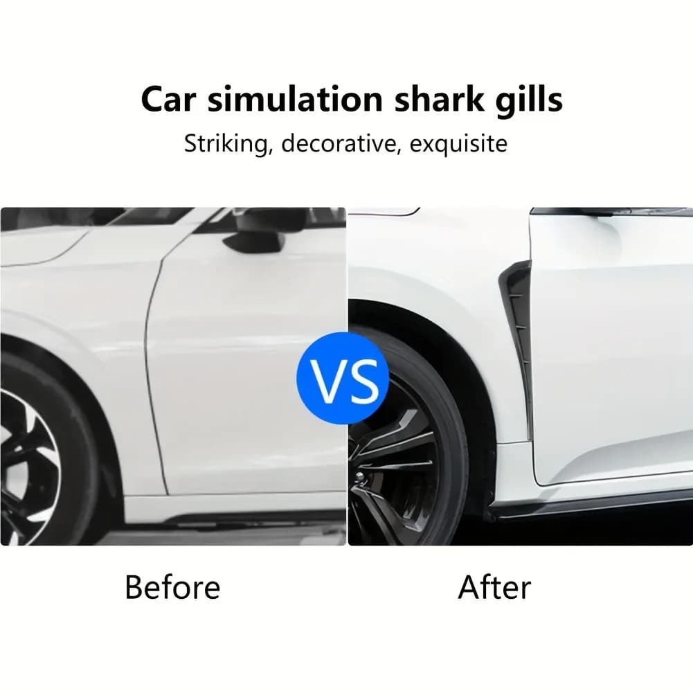 2pc Car Side Fender Vent Sticker Pair Universal ABS Plastic Wing Trim Black Exterior Decoration for Auto Motorcycle Easy Install