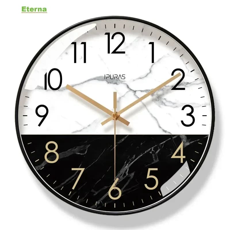 Marble Texture Silent Quartz Wall Clock Nordic Minimalist for Living Room Home Decor