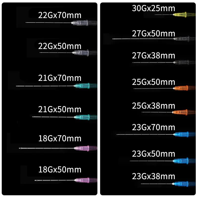 Sterile microcannula 25g 50mm 70mm Blunt Tip Micro Cannula Needle for Injectable Hyaluronic Acid Fillers needle 50pcs/Box