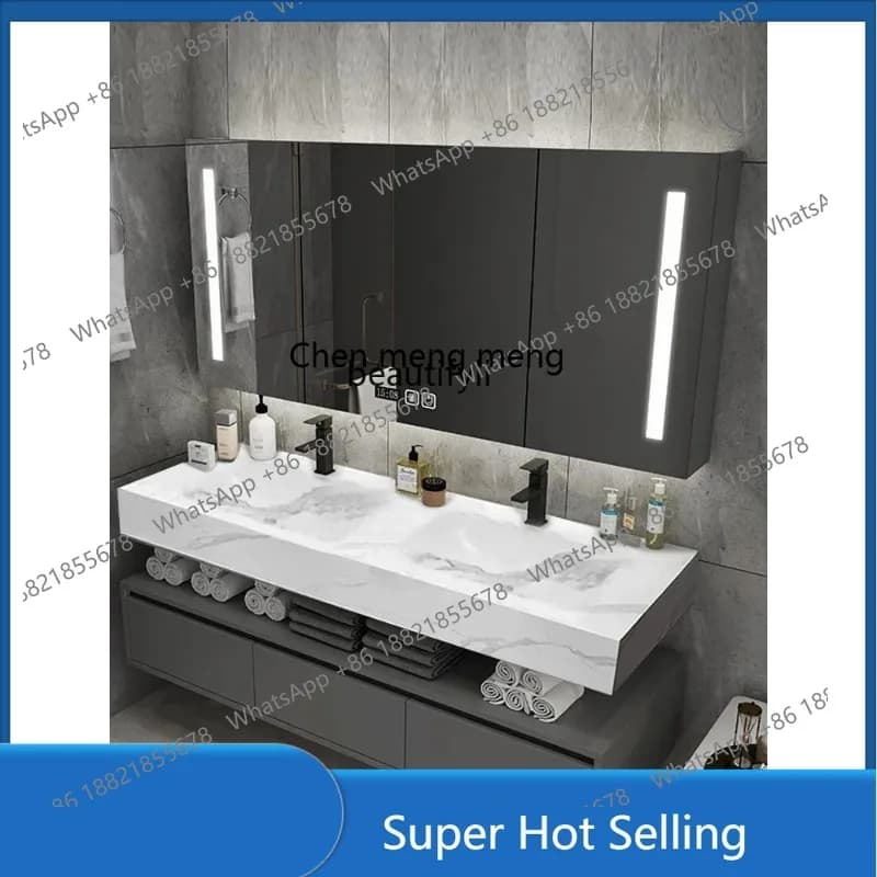A85 Light Luxury Smart Stone Plate Whole Washbin Bathroom Cabinet Combination Modern Simple Wash Face Basin Cabinet