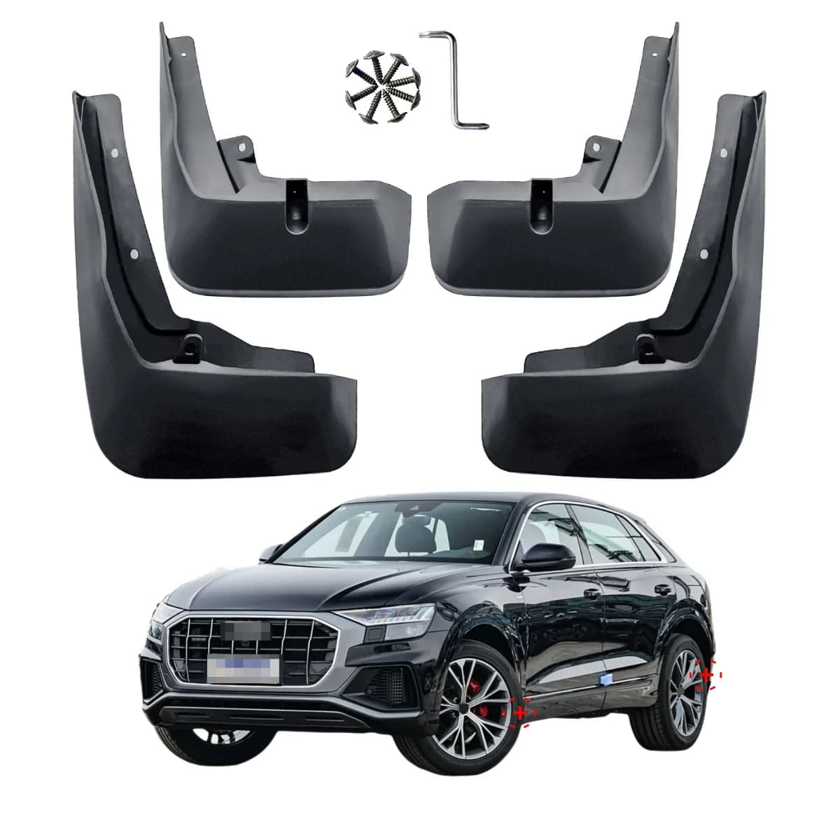 For Audi Q8 Mud Flaps Audi Q8 Mudguards Splash Guards 4pcs 2019-2025