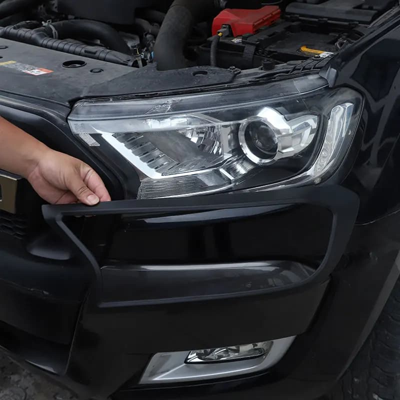 For Ford Ranger Wildtrak T6 T7 T8 2015-21 ABS Black Car Front Head Lights Headlight Lamp Cover Trim Sticker Car Accessories
