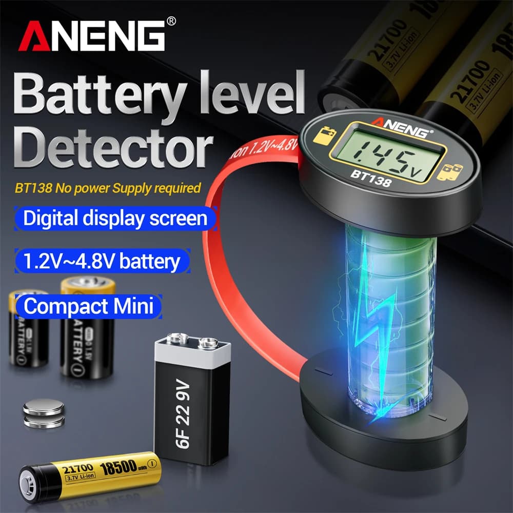 ANENG C D AA AAA Battery Tester Portable BT138 Button Cell Lithium Test Display Battery Tester Power Bank Detector Tester Tools
