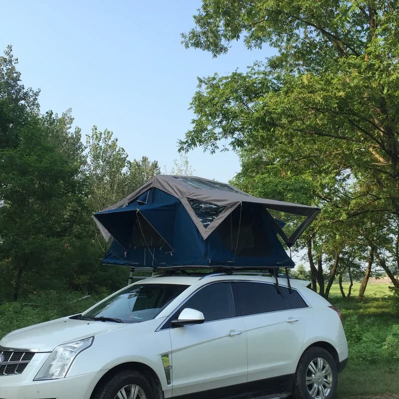 Factory Hot Selling 4 Person 4X4 Camping Garage Folding Suv Retractle Tent Truck Car Shelter Soft Rooftop Roof Top Te