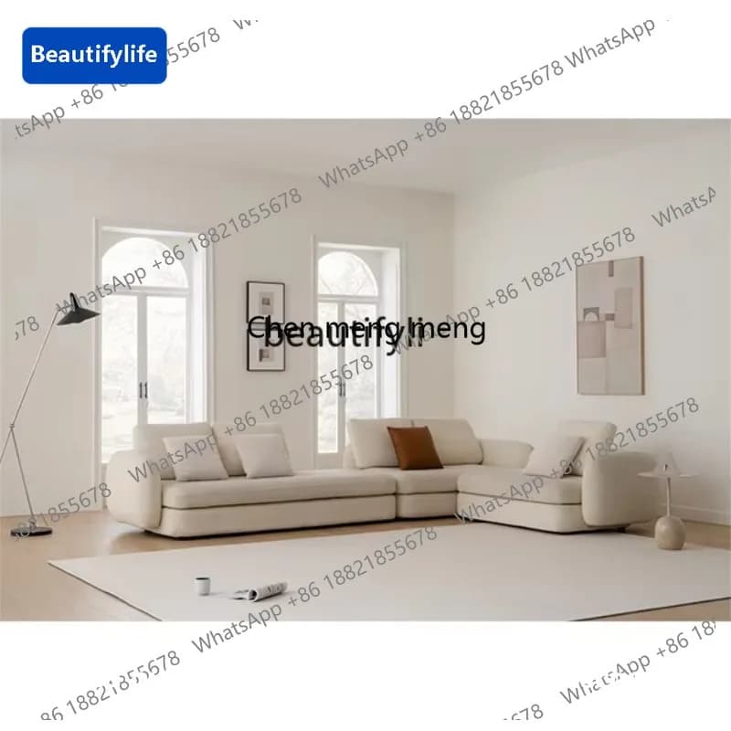 183F Italian minimalist, sofa lamb wool living room small apartment Nordic modern simple straight row three or four people