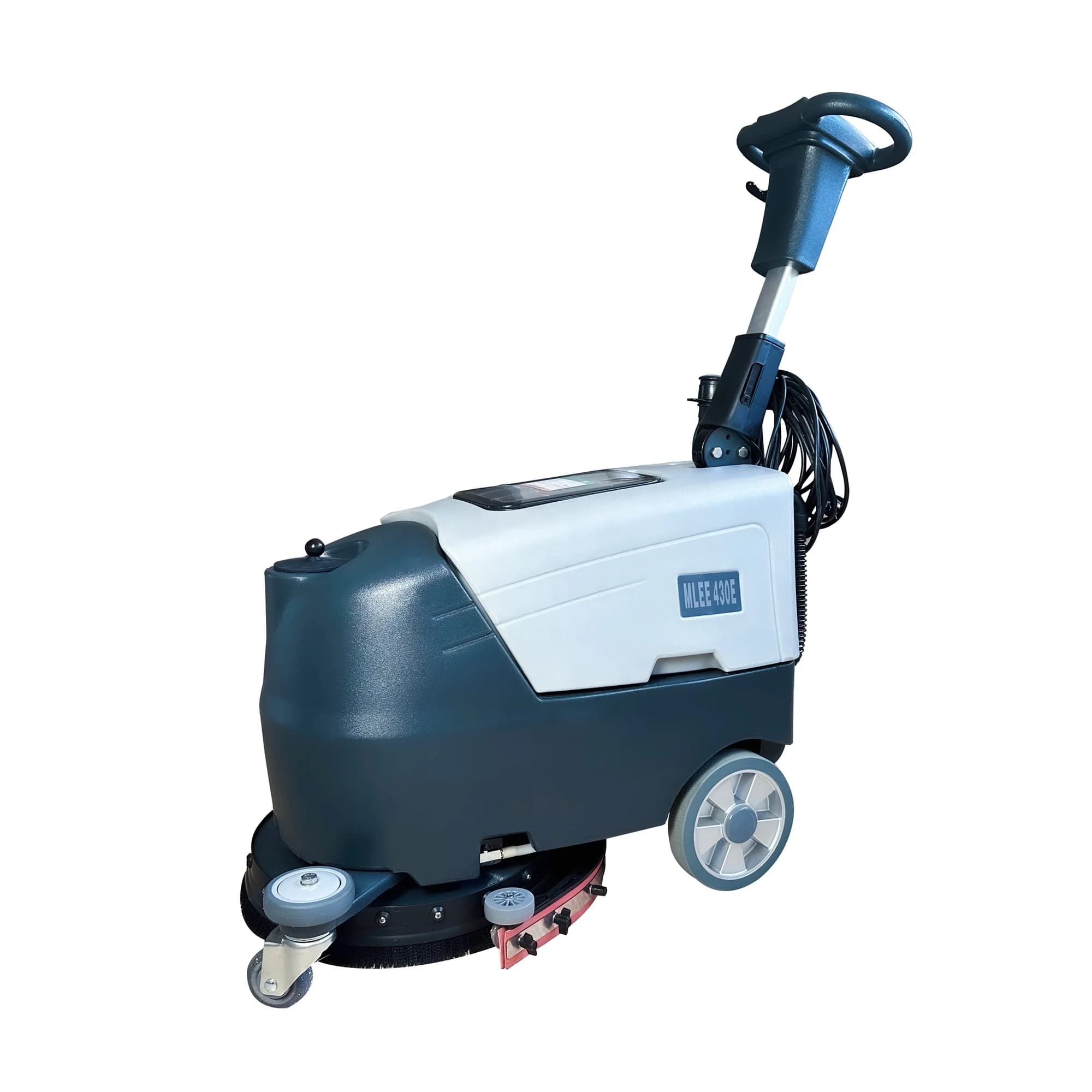 New MLEE430E Electric Walk-Behind 17 Inch Mini Warehouse Epoxy Floor Scrubber with 15M Cable 25L Solution Tank & 2-Year Warranty