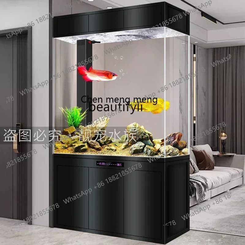 X  Fish tank partition screen household  floor-to-ceiling entrance ecological water-free bottom filter large glass aquarium