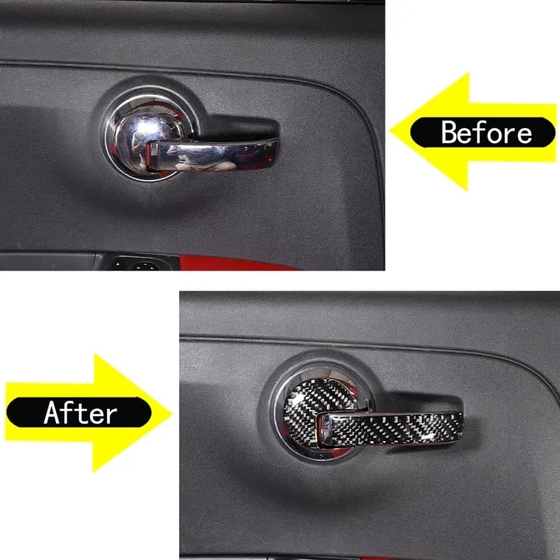 For 2011-2019 Fiat 500 Soft Carbon Fiber Style Car Styling Car Door Inner Handle Sticker Car Interior Protection Accessories