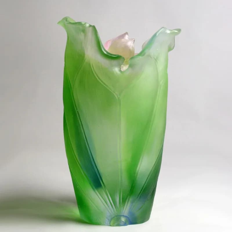 Glazed lotus vase ornament, handicrafts, business birthday gifts, home decoration, Buddhist hall vase ornament