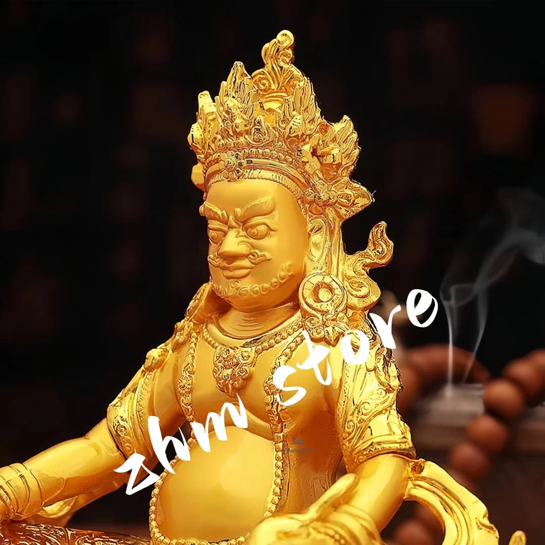 Buddhist Suppliers Gold Yellow Tsanbala Sculptures, God of Wealth Home Decor Buddha of Fortune