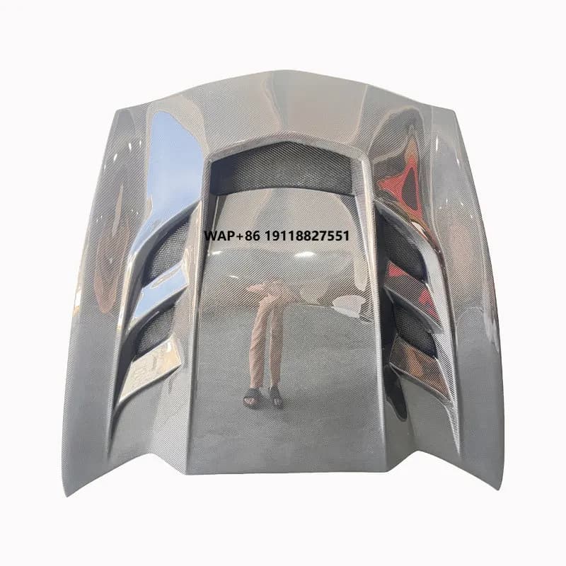LingFeng IMP Style Carbon Black Carbon Fiber Engine Bonnet Hood for Corvette C7 Z06 14-19 Car Fenders