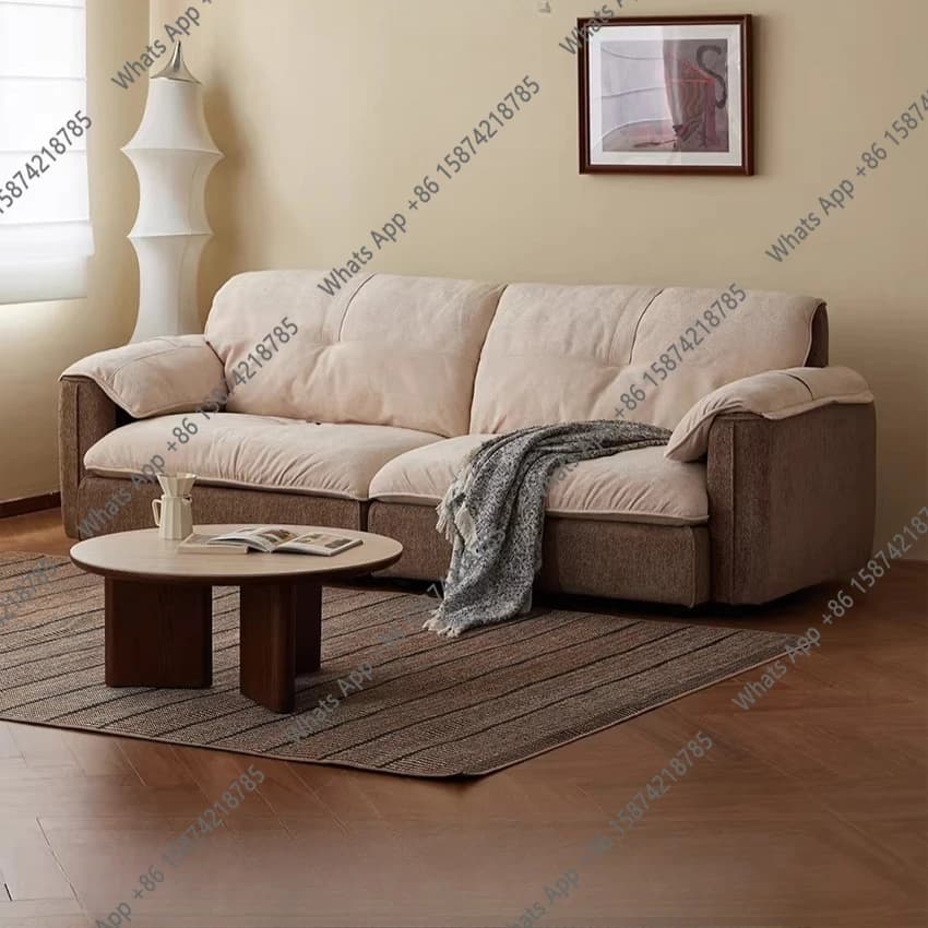 White fabric light luxury high-end sense of antique sofa high-end atmosphere three-person combination
