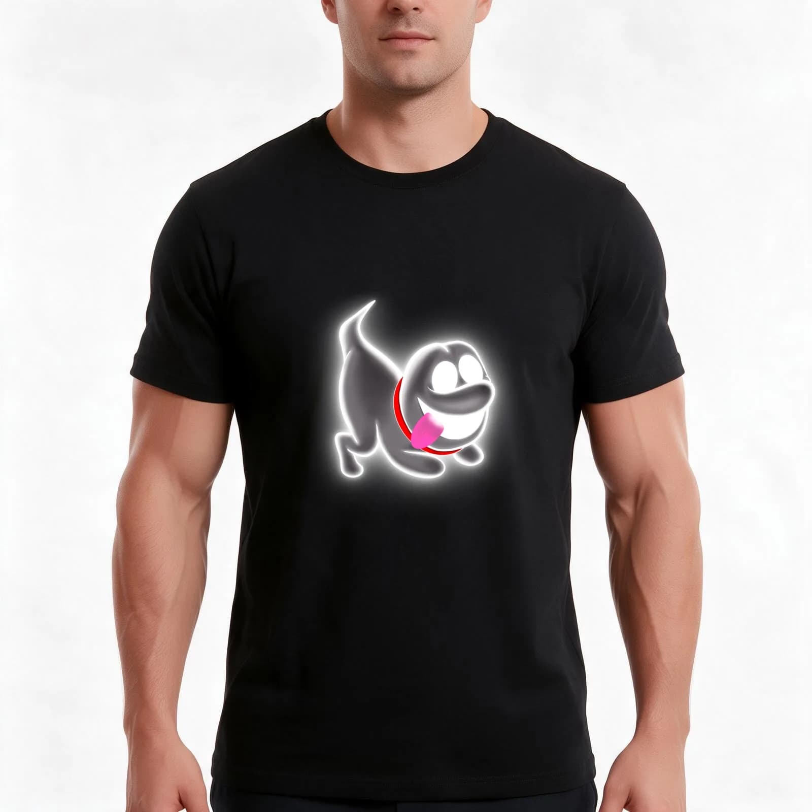 Ghost puppy T-Shirt, Summer Casual Cotton Tee, Oversized Streetwear Tops, Vintage Graphic Print, Loose Fit Short Sleeve