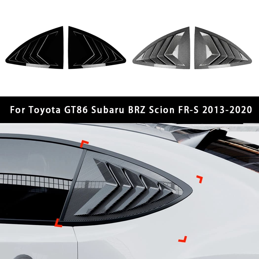 2PCS Car Side Window Louver Cover Sport Style For Toyota GT86 Subaru BRZ Scion FR-S 2013-2020 Rear Window Spoiler Shutter Cover