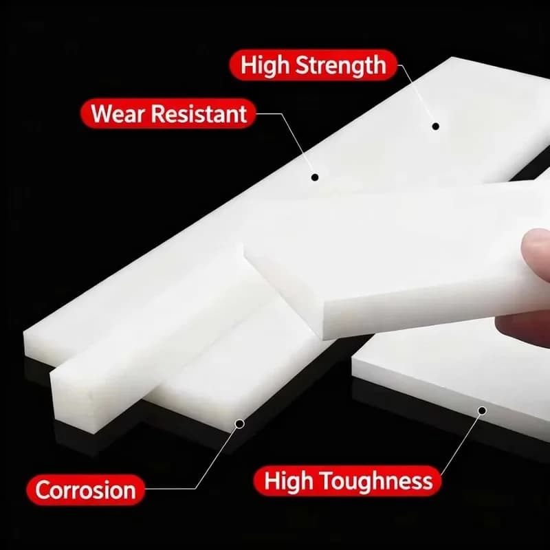 White PA66 Nylon Square Rod Wear Resistant Plastic Block Punching Pad Machining Processing Thick 5-20mm